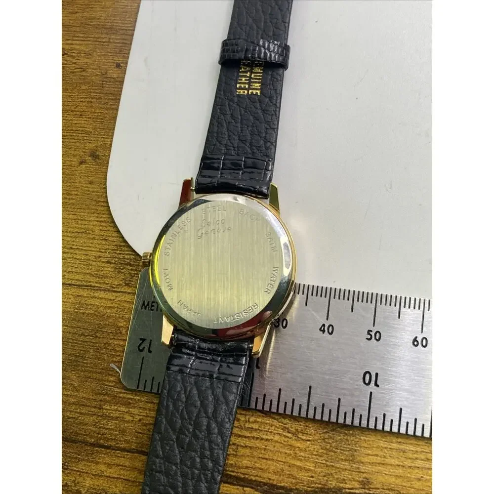 Vintage Mcdonalds Unisex Gold Tone Watch Black Leather Works New Battery